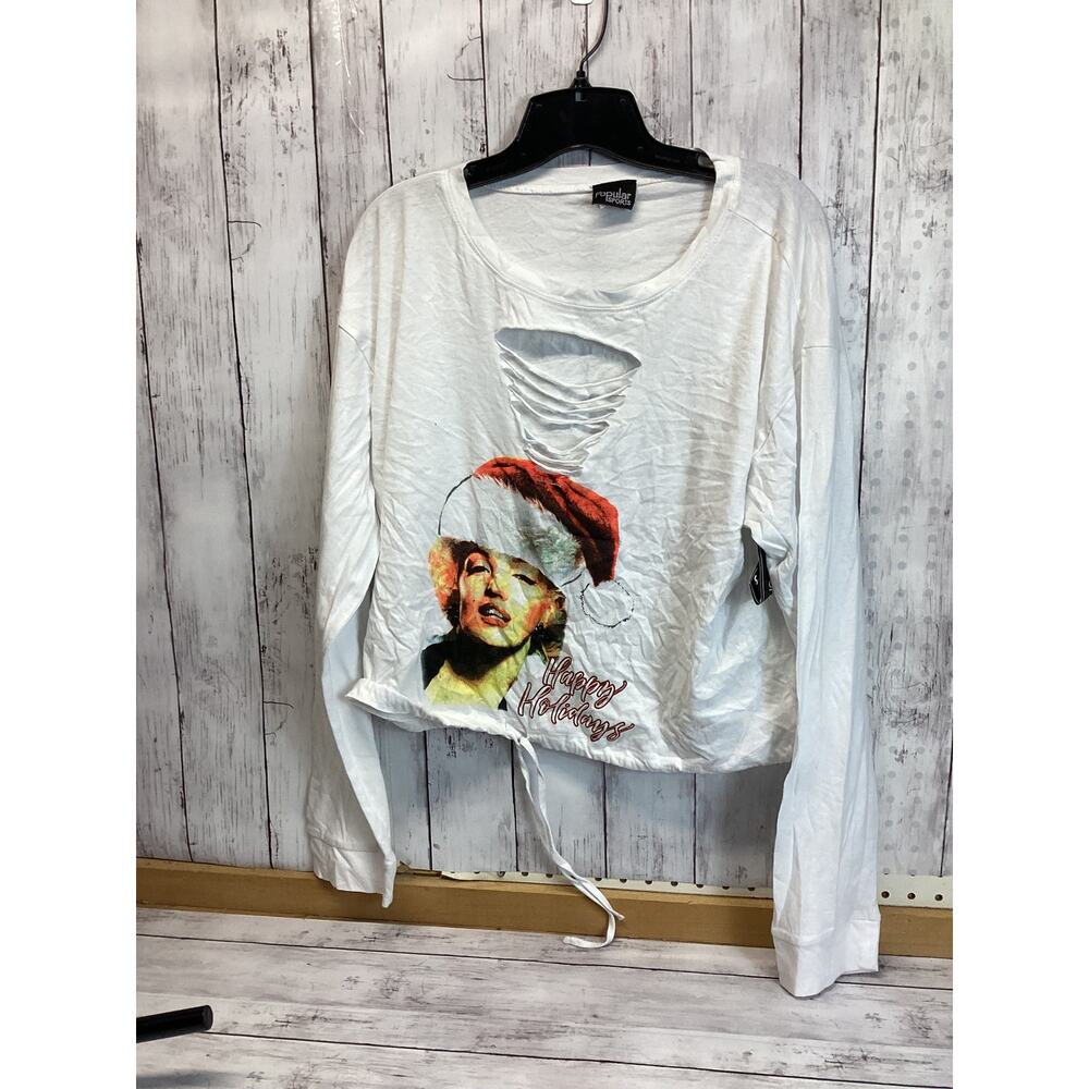 Popular Sport Crop Top T Shirt Women Plus Size 2X Retro 80s Movie Long Sleeve